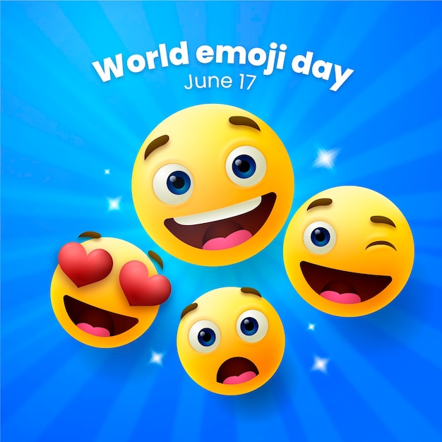 Realistic 3d world emoji day illustration