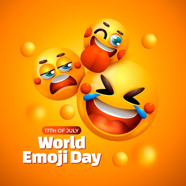 Vector realistic 3d world emoji day illustration