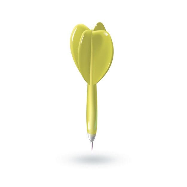 Realistic 3d yellow dart isolated on white background vector illustration