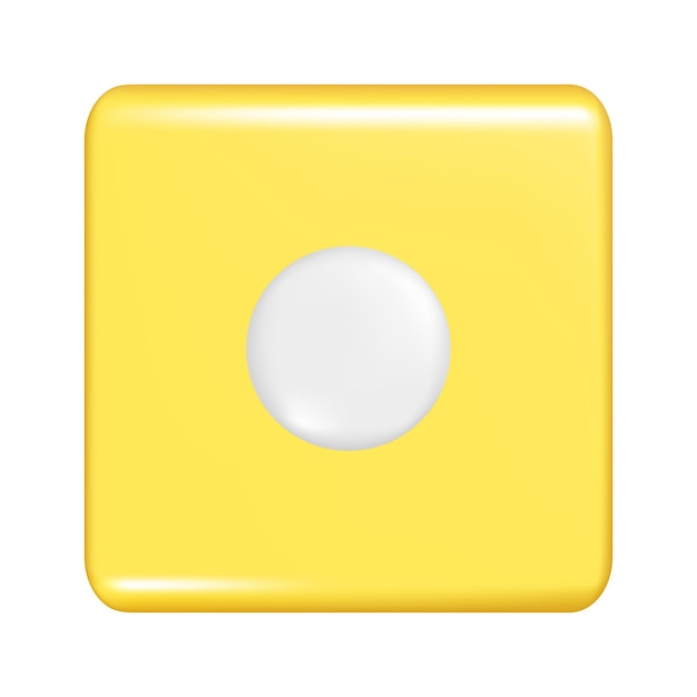 realistic 3d yellow square shape with dot or point sign decorative square button icon 3d button symbol element abstract vector illustration isolated on white background