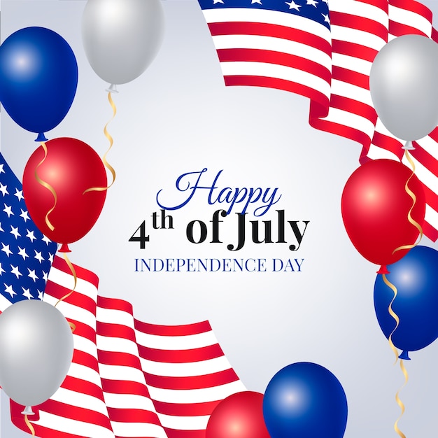 Vector realistic 4th of july illustration with balloons