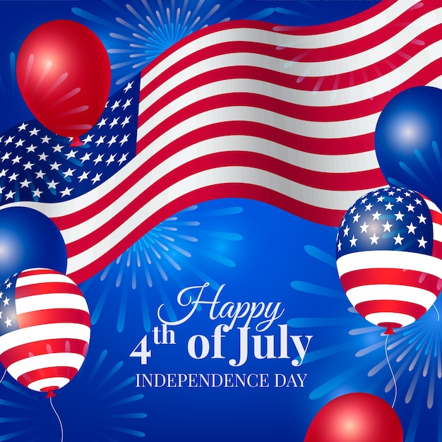 Vector realistic 4th of july illustration with balloons