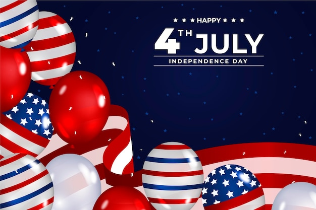 Realistic 4th of july - independence day balloons background