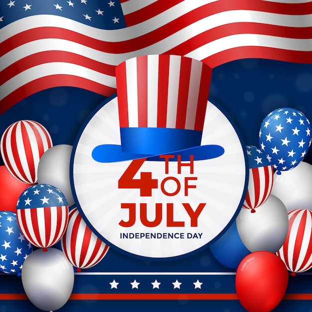 Vector realistic 4th of july - independence day illustration