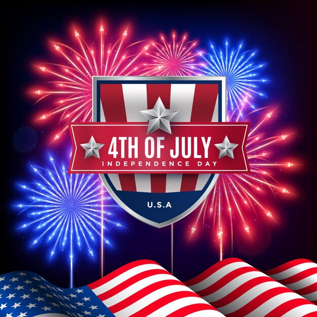 Vector realistic 4th of july - independence day illustration