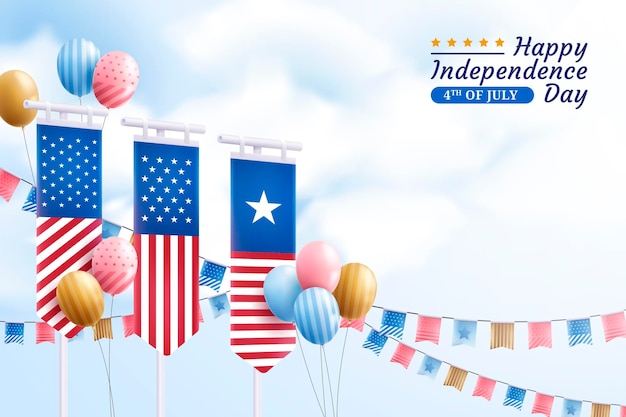 Реалистичный день независимости 4 июля с воздушными шарами