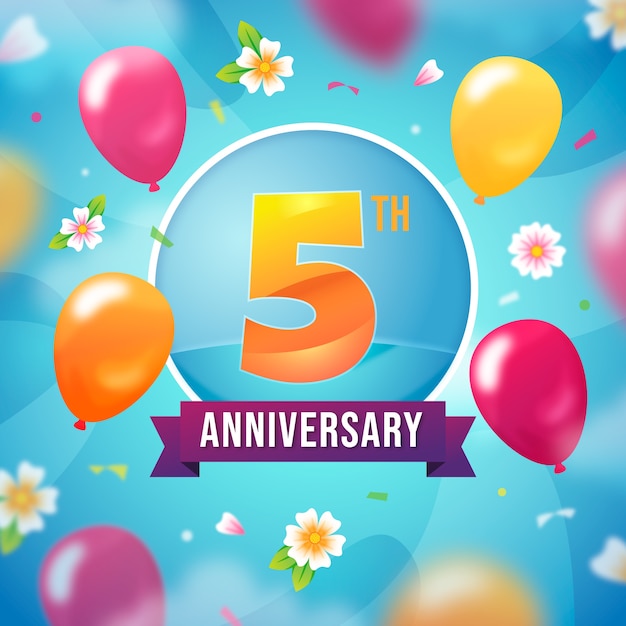 Vector realistic 5 years anniversary card