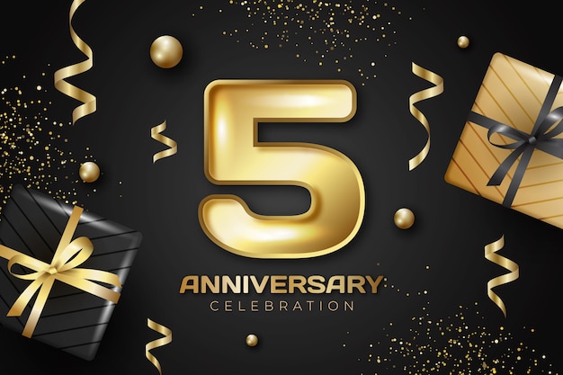 Vector realistic 5 years anniversary card