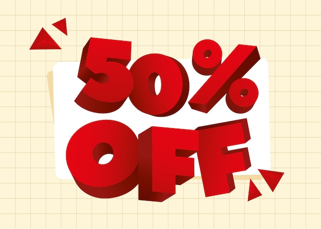 Vector realistic 50 percent off discount style vector text