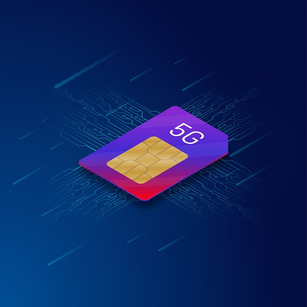 벡터 파란 회로에 현실적인 5g sim 카드