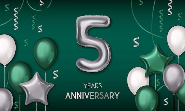 Vector realistic 5th anniversary composition