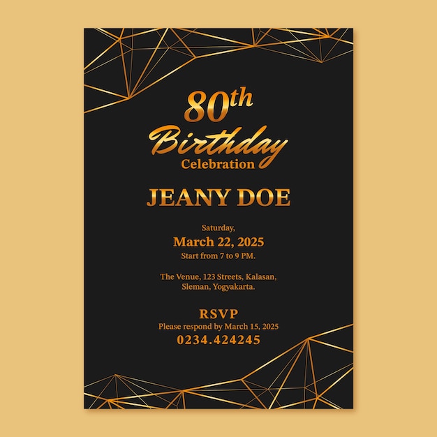 Vector realistic 80th birthday invitation