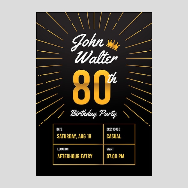 Realistic 80th birthday invitation