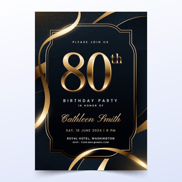 Realistic 80th birthday invitation