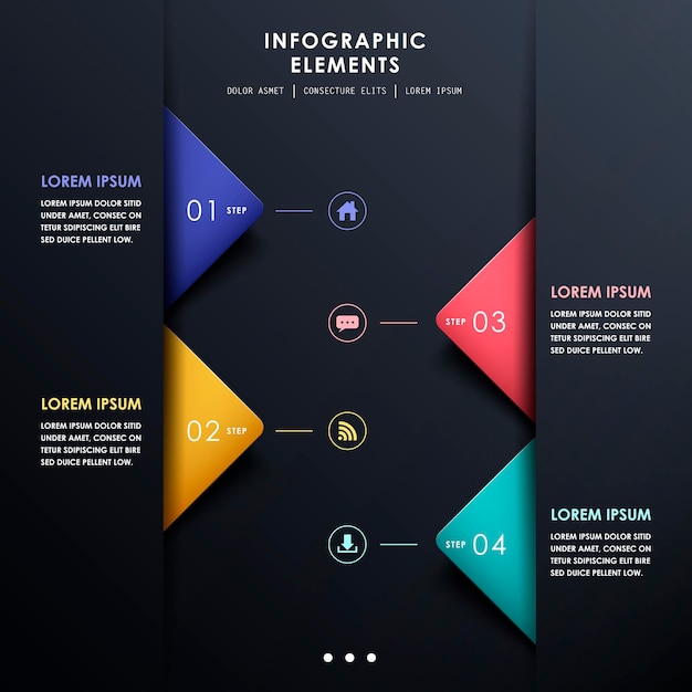Realistic abstract 3d paper infographic elements