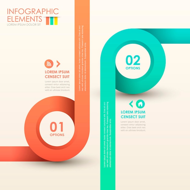 Realistic abstract 3d paper infographic elements