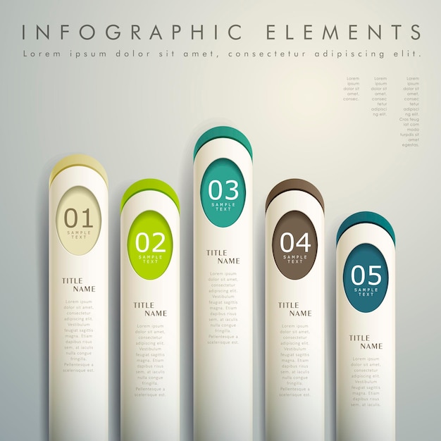 Realistic abstract 3d paper infographic elements