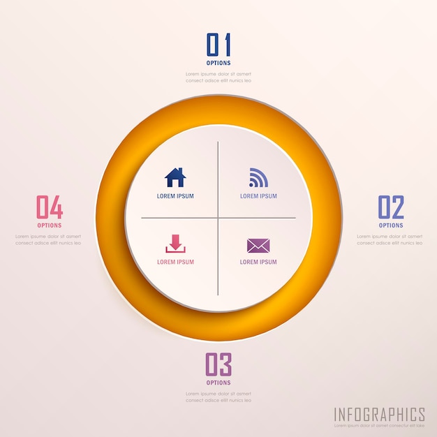 Vector realistic abstract 3d ring infographic elements