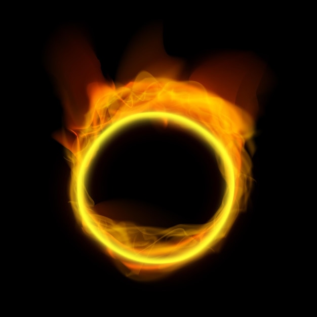 Vector realistic abstract fire ring on black backround