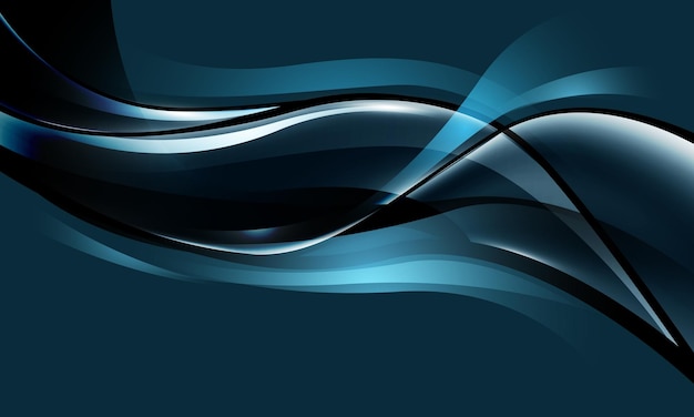 Реалистичная абстрактная стеклянная глянцевая кривая волна на синем дизайне современный роскошный футуристический вектор фона