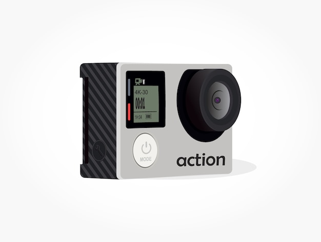 Vector realistic action camera with shadow effect