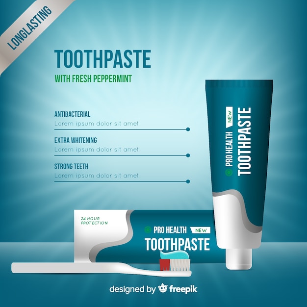 Vector realistic ad of fresh toothpaste