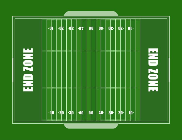 Vector a realistic aerial view of an official american football field layout dimensions vector