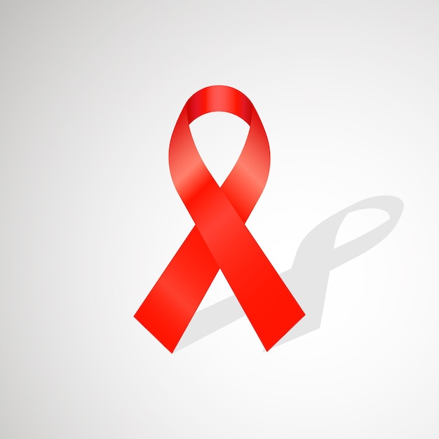 ベクトル 白い背景に分離された現実的なエイズ意識赤いリボン