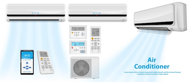 リアルなエアコンまたはリモート付きスプリットエアコンシステム