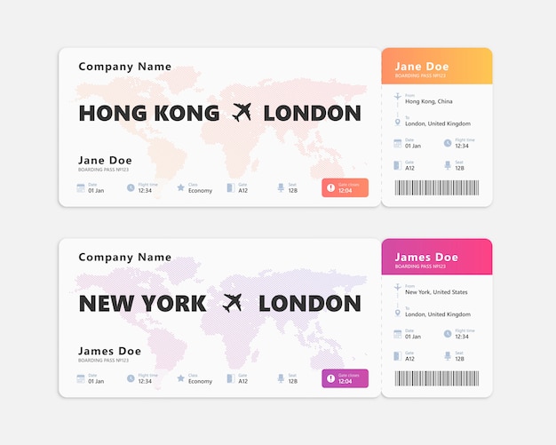 Vector realistic air ticket isolated. concept design of boarding pass ticket.