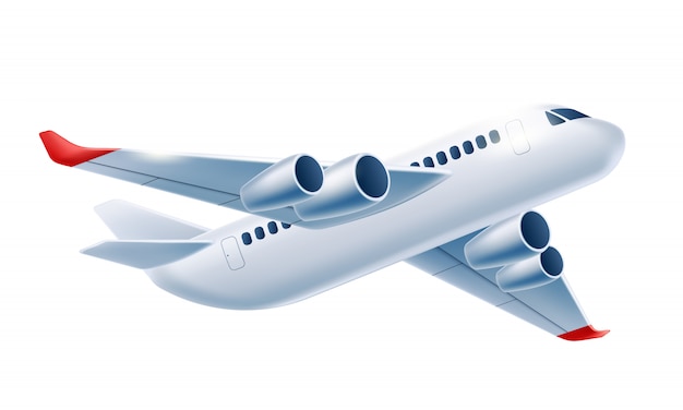 Вектор Реалистичный самолет самолет белый 3d