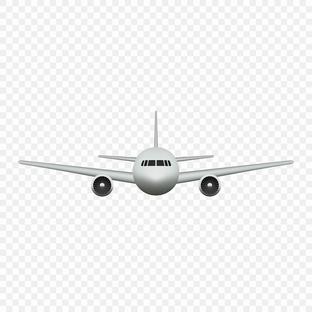 Realistic airplane isolated front view