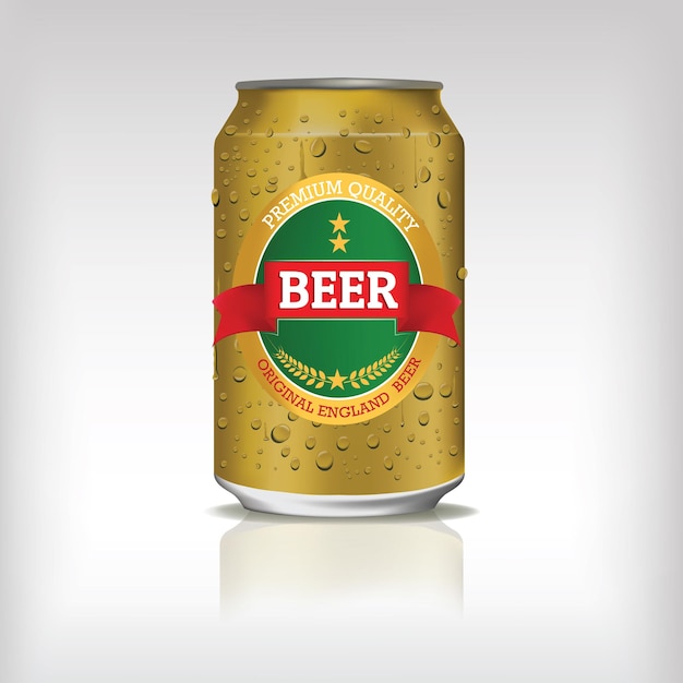 realistic aluminum can vector beer design template
