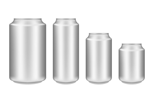 Realistic aluminum can on white background Mockup blank can with copy space