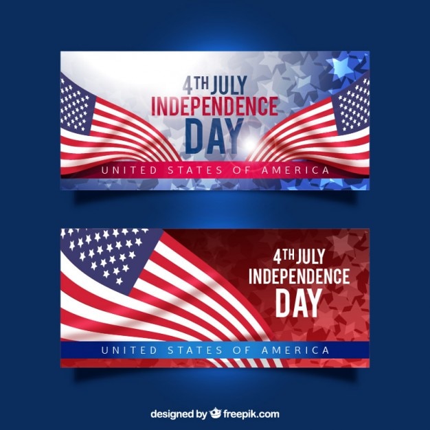 Vector realistic american flags independence day banners