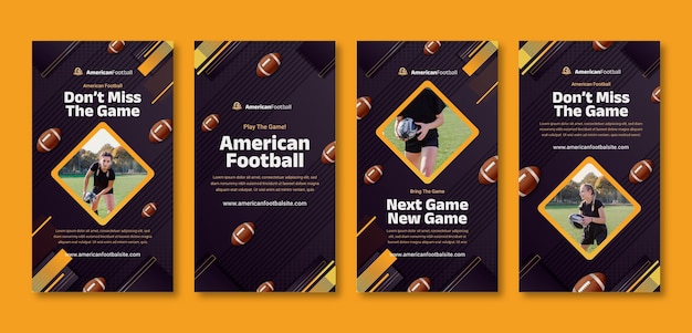 Vector realistic american football instagram stories