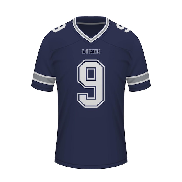 Realistic American football shirt of Dallas jersey template