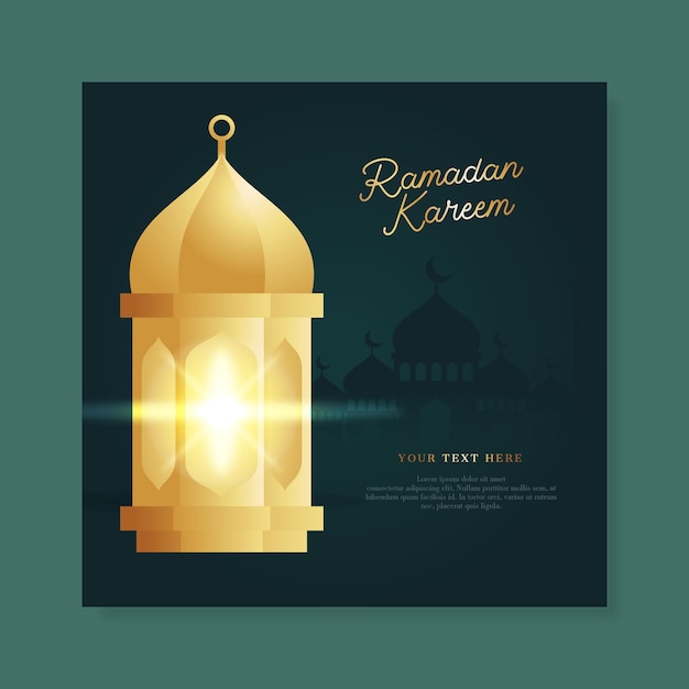 Реалистичный и элегантный шаблон баннера рамадана с вектором фонаря
