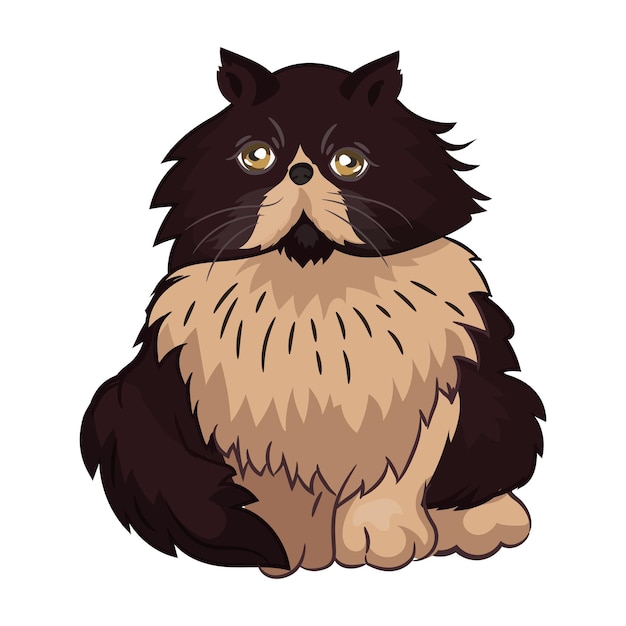 Vector realistic angry black cat sitting on a white background - vector illustration