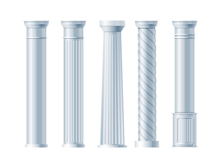 Vector realistic antique pillars set.