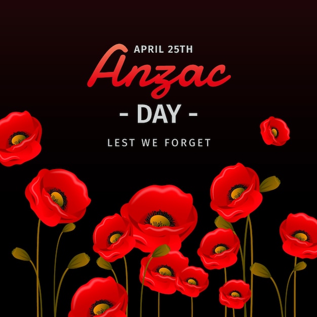 Vettore illustrazione realistica del giorno anzac