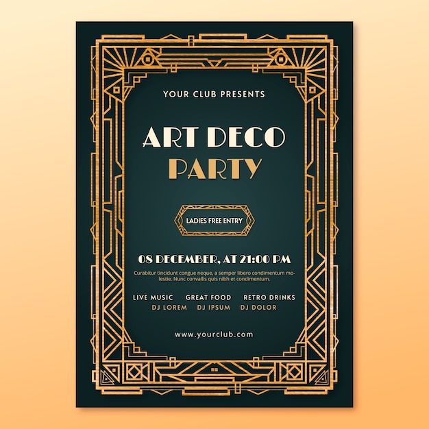 Realistic art deco party poster