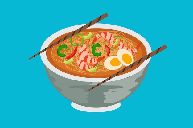 현실적인 asianfood 평면 디자인 음식 그림