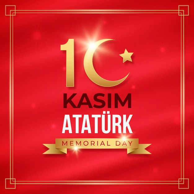 Realistic ataturk memorial day illustration