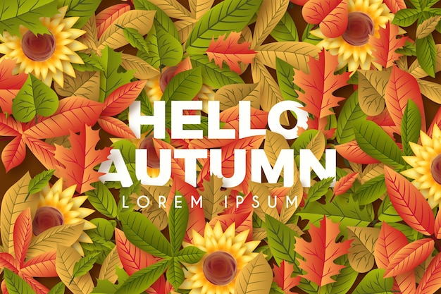 Vector realistic autumn background with greeting