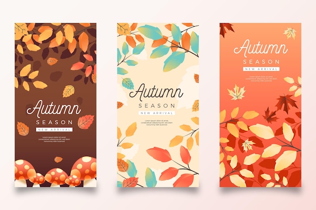 Realistic autumn banners set