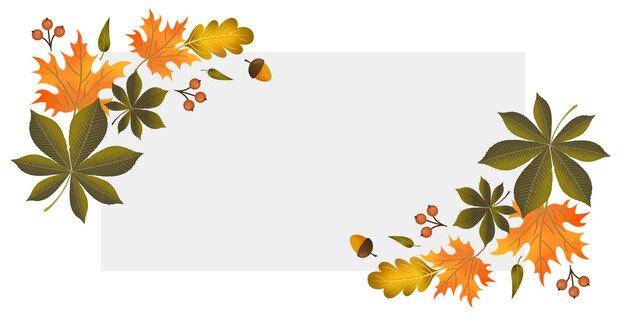 Realistic autumn foliage white background with space for text vector