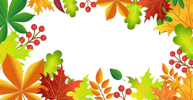 Realistic autumn foliage white background with space for text Vector