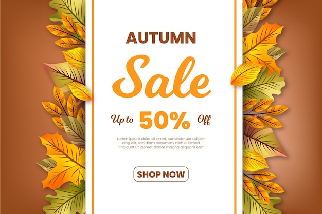 Realistic autumn sale banner