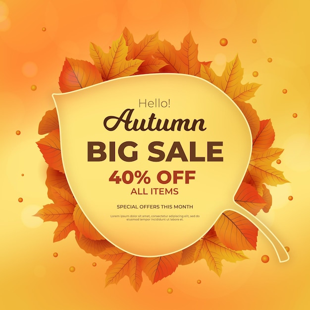 Realistic autumn sale concept